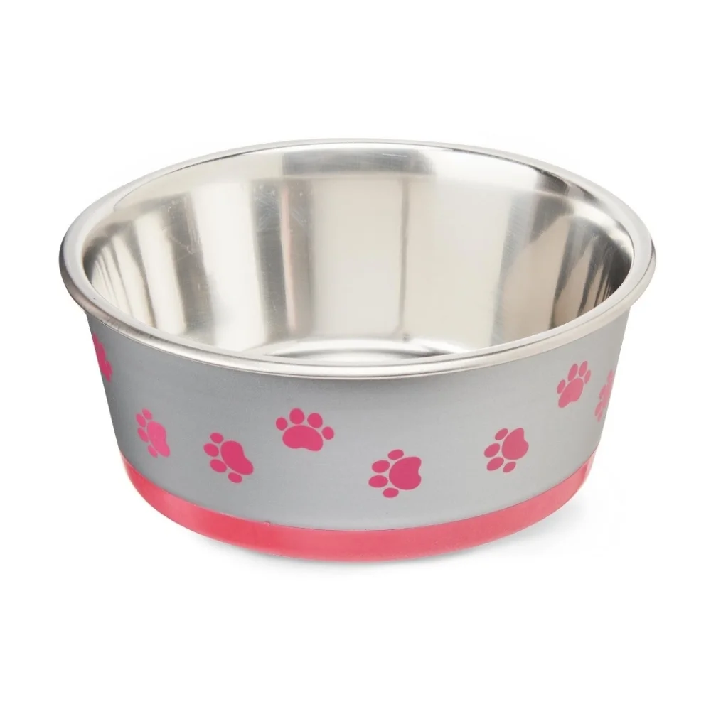 Vibrant Life Paw Print Stainless Steel Pet Bowl
